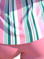 Modest Tankini Set Striped Print Scoop Neck Cami Top