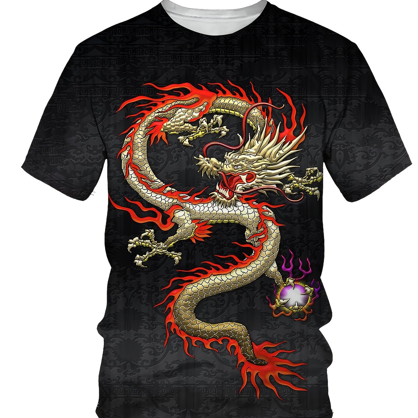 Dragon Pattern T-Shirt Men's Street Style Tee Shirt Summer