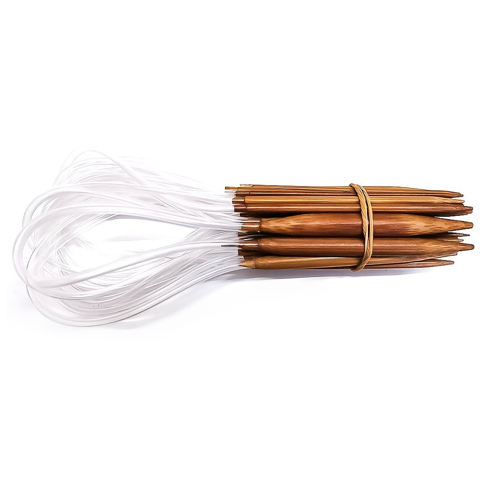 18pcs Circular Carbonized Bamboo Knitting Needles