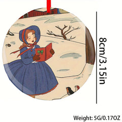 Girl Christmas Tree Blessing DIY Acrylic Holiday Pendant