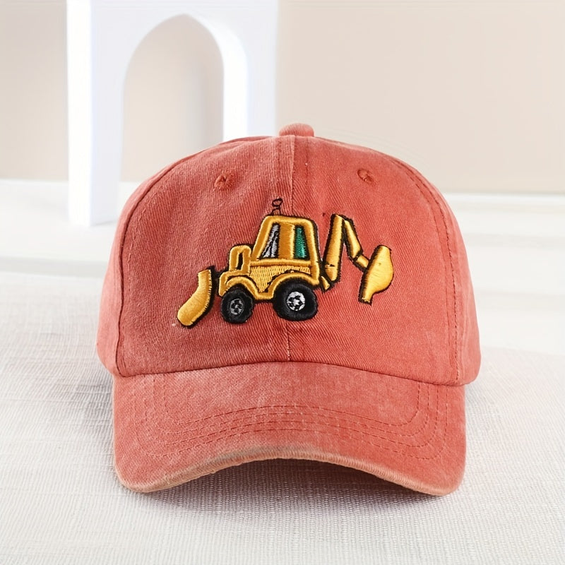 Boys Retro Excavator Baseball Cap Adjustable Sun Hat