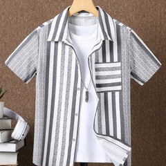 Boys Striped Casual Short Sleeve Shirt