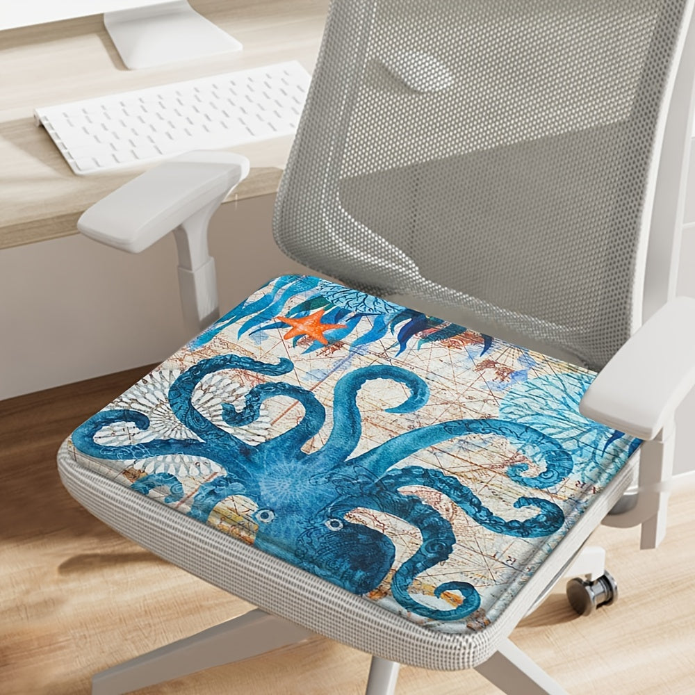 Soft Flannel Sea Turtle Octopus Print Chair Cushion