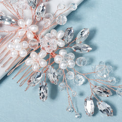 Wedding Hair Comb Crystal Rhinestone Pearl Hair Piece