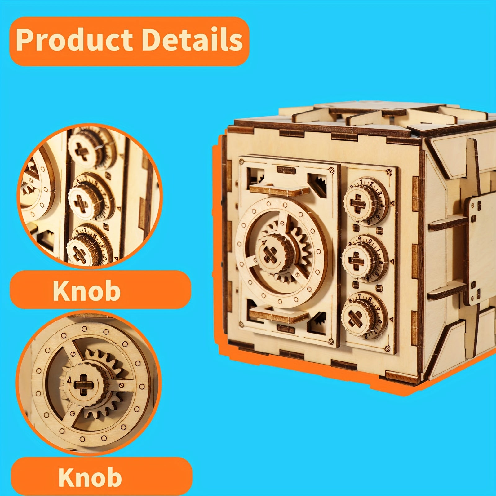 MUSIC PARK 3D Wooden Puzzle DIY Combination Lock Box Mechanical Storage Safe