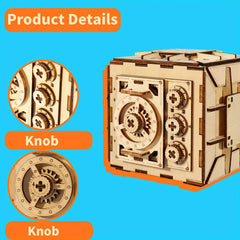 MUSIC PARK 3D Wooden Puzzle DIY Combination Lock Box Mechanical Storage Safe