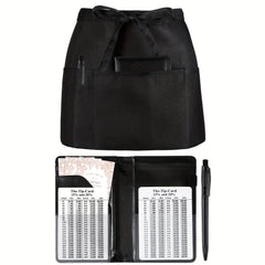 Waitress Server Book Set with Apron, Tip Chart, Pen - 8''x4 9''