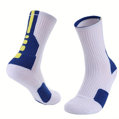 Men's Non-Slip Crew Socks - Basketball Wear-Resistant Polyester Socks