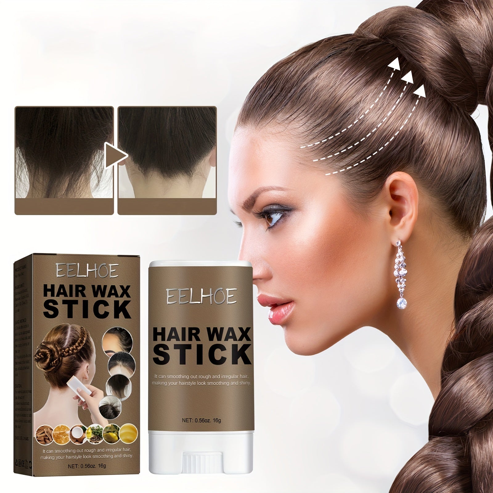 Hair Wax Rod for Smoothing Frizz Broken Hair 0.56 Oz