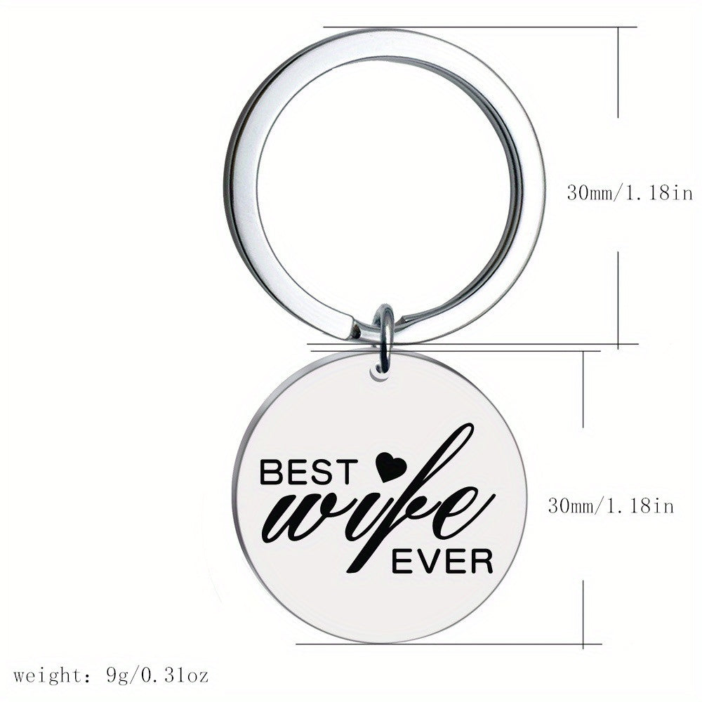 1pc Round Stainless Steel Key Chain Gift