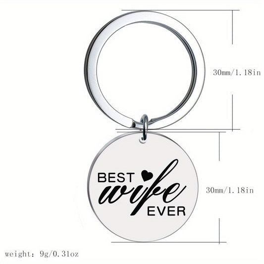 1pc Round Stainless Steel Key Chain Gift