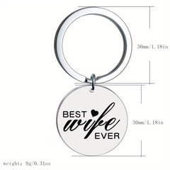 1pc Round Stainless Steel Key Chain Gift