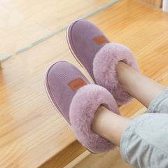 Anti slip Winter Warm Shoes Faux Fur Trim Slip on Thermal Shoes