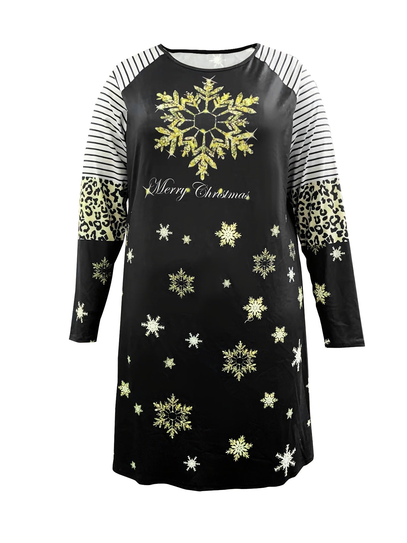 Christmas Raglan Sleeve Round Neck Dress