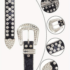 Kids Rhinestone Western Leather Belt Diamond Glitter Boys Girls