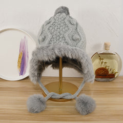 Women's Winter Skull Beanie Faux Fur Knit Warm Soft Cap For Her Christmas