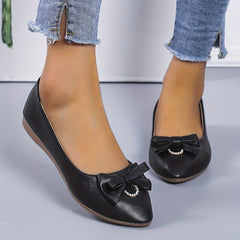 Women's Bowknot Flat Shoes Comfy Pointed Toe Slip On Soft Sole Shoes