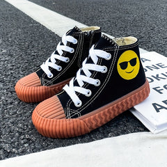Boys Cartoon High Top Canvas Shoes with Zipper Lightweight Sneakers