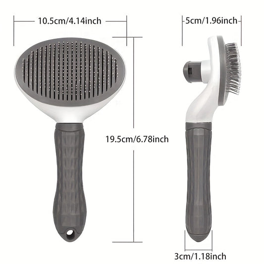 Self Cleaning Dog Slicker Brush Comb Shedding Gentle Stainless Steel Tee