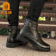 LAORENTOU Men's High Top Combat Boots - Non Slip British Style