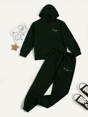 Boy's Hoodie & Sweatpants Set KING Print Top Casual Outfits Kids Clothes