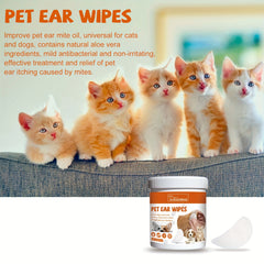 60pcs Box Pet Ear Wipes for Dogs and Cats - Ear Mite Cleaning Wipes