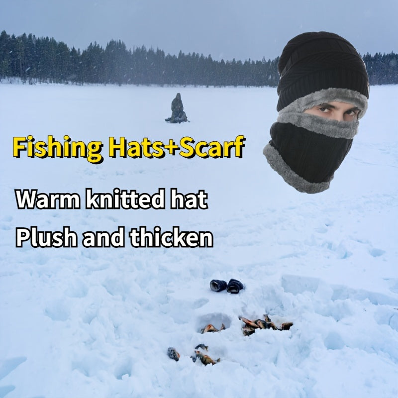 Winter Fishing Hat And Scarf Set Ear Protection Knitted Hat