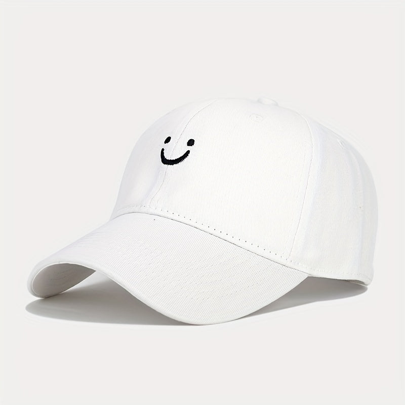 Unisex Sunshade Baseball Cap with Smile Embroidery