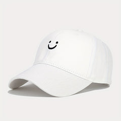 Unisex Sunshade Baseball Cap with Smile Embroidery