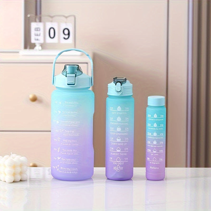 Gradient Large Capacity Plastic Cup Portable Water Bottle With Straw