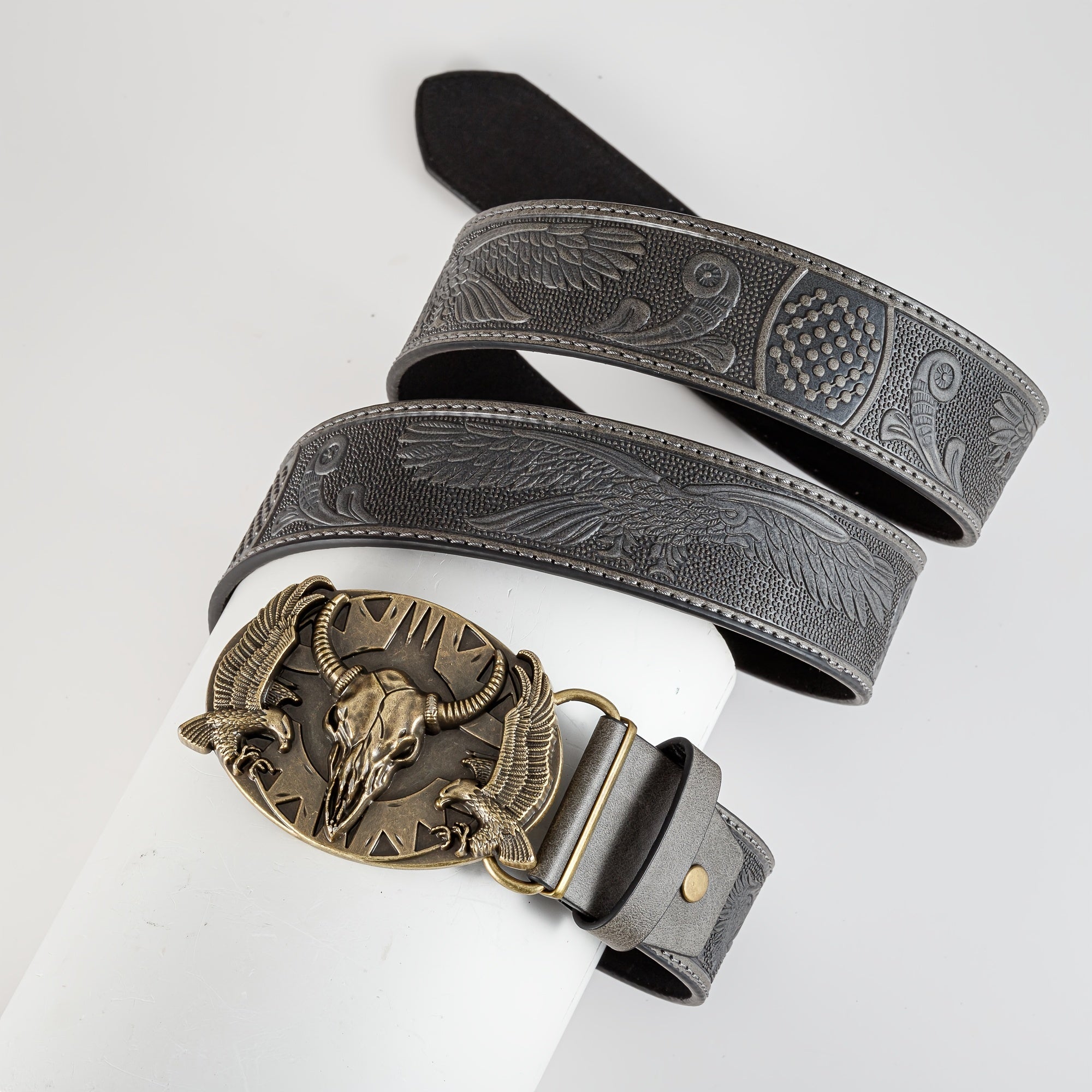 Men's Casual Bull Head Buckle Belt Decorative Accessories