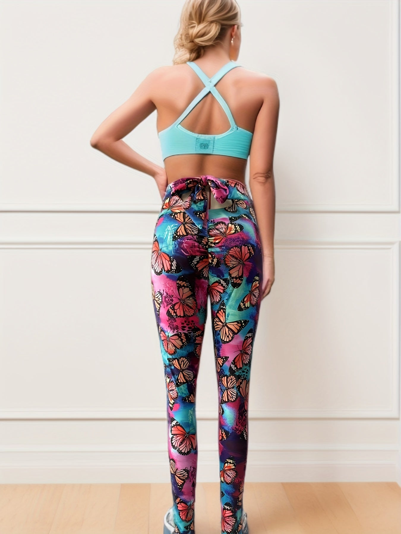 Butterfly Print High Waist Sports Leggings Stretch Butt Lifting Workout Pants