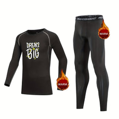 Kids Compression Thermal Sets Cartoon Pattern Crew Neck Pullover Elastic Pants
