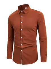 Men's Camp Collar Long Sleeve Regular Fit Solid Casual Dress Shirt