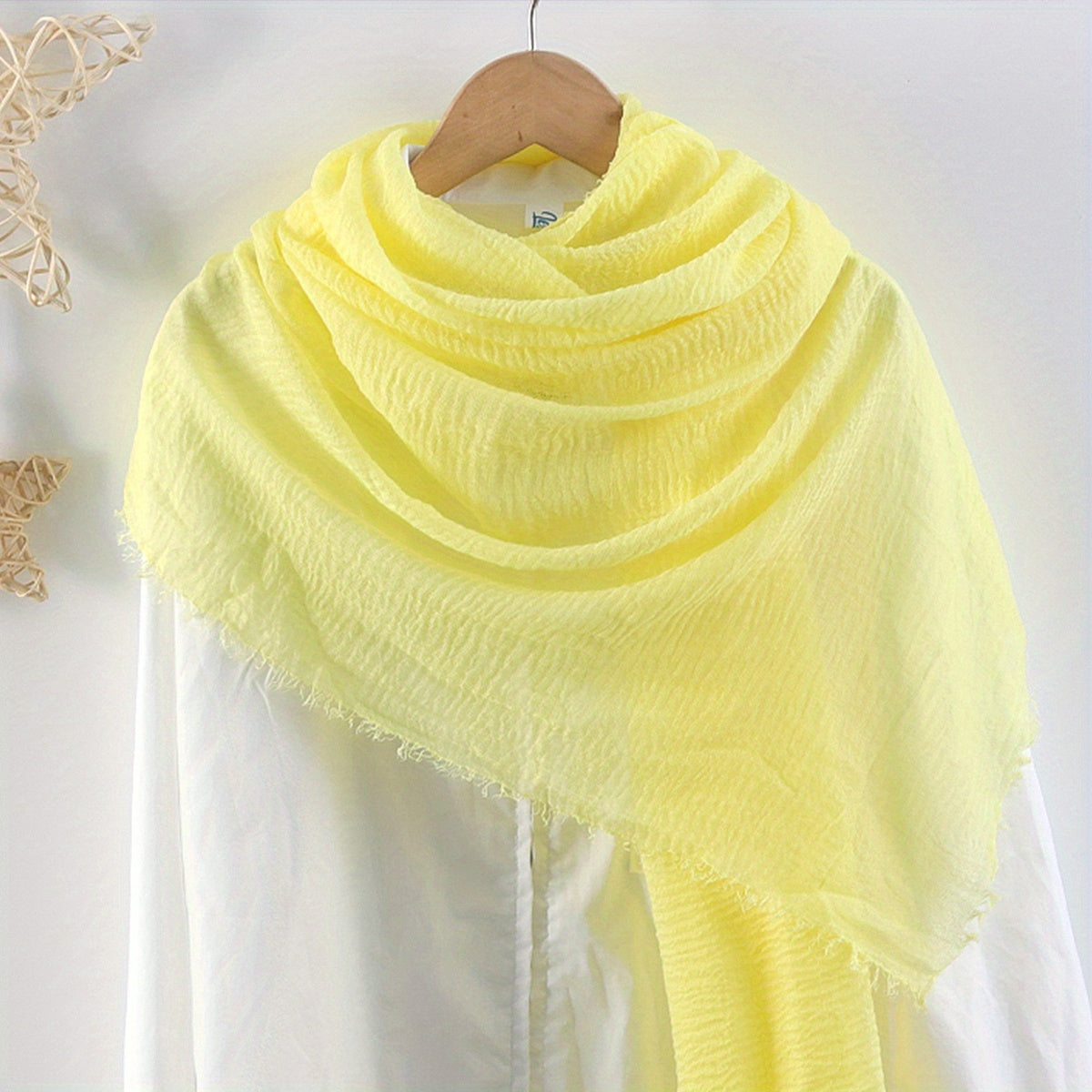 Soft Breathable Raw Edge Wrinkle Shawl Thin Scarf