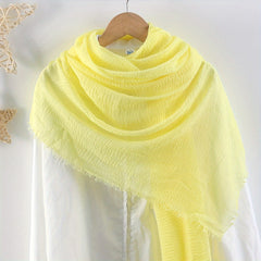 Soft Breathable Raw Edge Wrinkle Shawl Thin Scarf