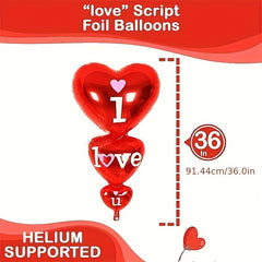 Large Red Heart Balloon with 1000 Rose Petals - Romantic Anniversary Decoration