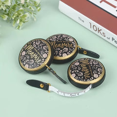 1pc 1.5m Portable Retractable Vintage PU Leather Mini Tape Measure