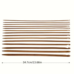 14pcs Carbonized Sweater Needles Wooden Crochet Set for Sewing & Weaving