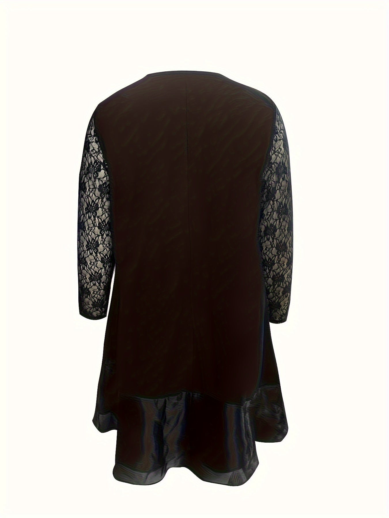 Casual Dress Solid Contrast Lace Long Sleeve