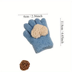 Kids Heart Decor Fuzzy Gloves Winter Warm Baby Coldproof Gloves