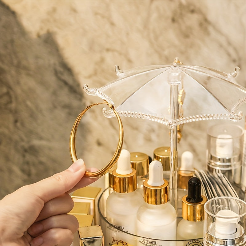 360 Degree Rotating Makeup Organizer Clear Rotatable Cosmetic Storage Box