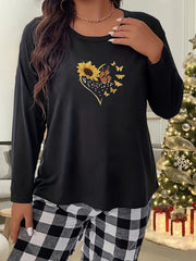 Heart Sunflower & Butterfly Long Sleeve Tee