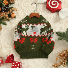 Christmas Jacquard Knit Little Girls Sweater