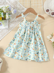 Toddler Girls Flowers Graphic Bow Cami Princess Dress