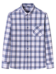 Men's Flannel Plaid Long Sleeve Shirt with Pockets