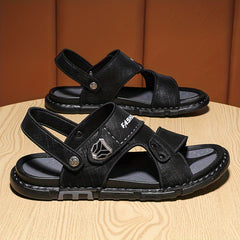 Men's Solid Open Toe Strap Sandals Rubber Sole Anti-skid Slip-On