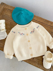 Infant Girl's Embroidered Knitted Cardigan Coat