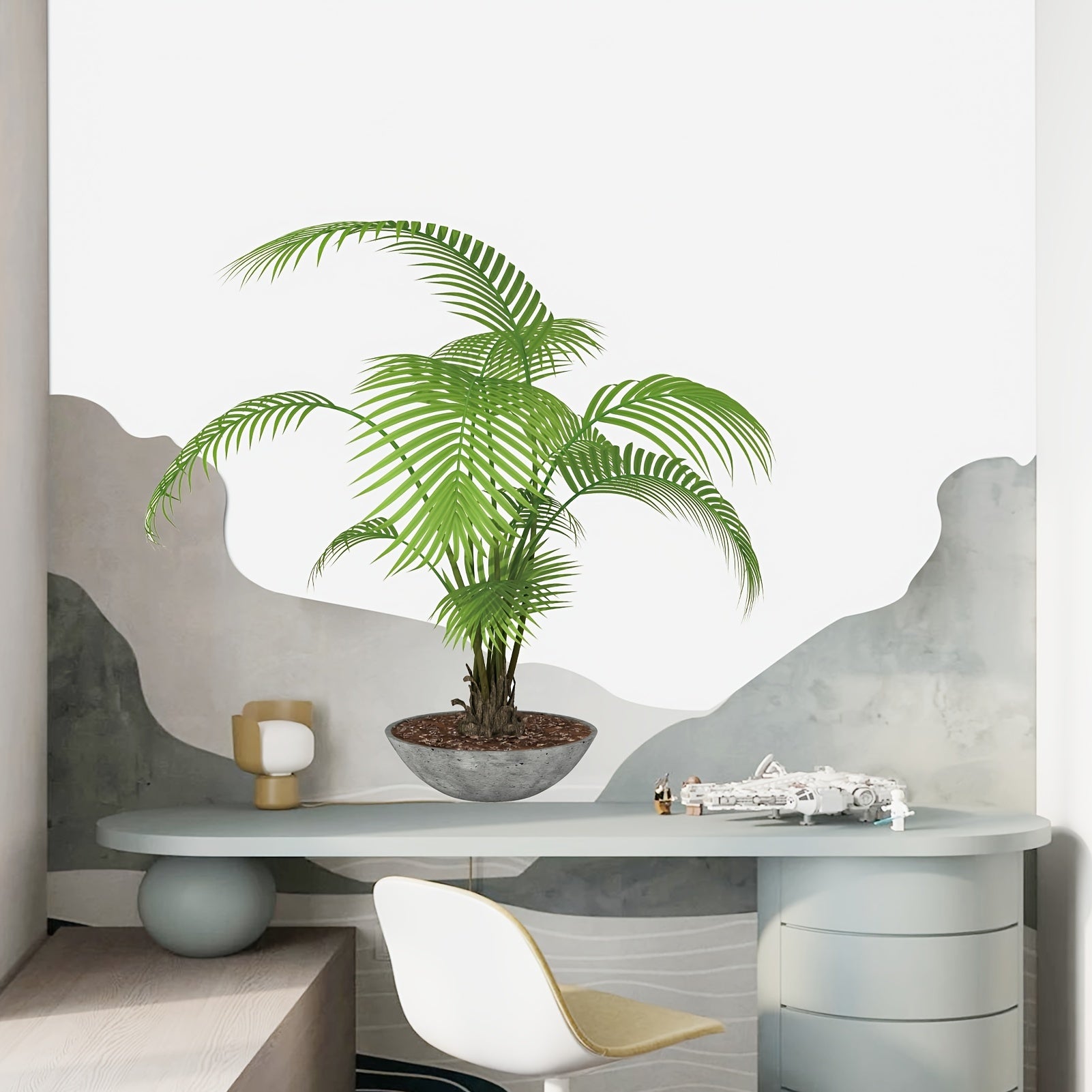 Green Plant Wall Decal Leaves Potted Plant Wall Sticker Bonsai Decal
