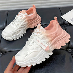 Ombre Chunky Sneakers Lace Up Low Top Sports Shoes